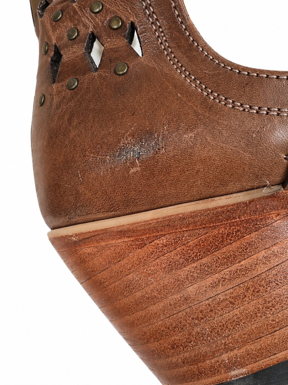 Ariat Dixon Studded Laser Cut Western Ankle Booties Brown Leather 8 Boho - Picture 11 of 16